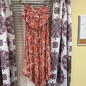 ILLA ILLA Red and White Patterned 2 piece strapless pantsuit